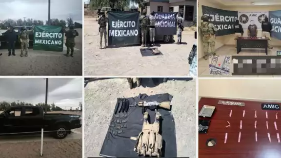 El arsenal, equipo táctico y las sustancias decomisadas fueron puestos a disposición de las autoridades competentes