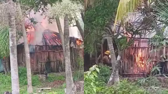Aún con la intervención de los bomberos, la casa fue consumida por completo Aún con la intervención de los bomberos, la casa fue consumida por completo