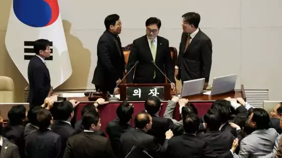 Sesión plenaria para la moción de impeachment contra el presidente interino de Corea del Sur, Han Duck-soo