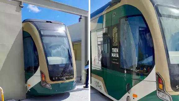 Unidad del Tren Ligero sufre abolladura antes de entrar en operación Unidad del Tren Ligero sufre abolladura antes de entrar en operación