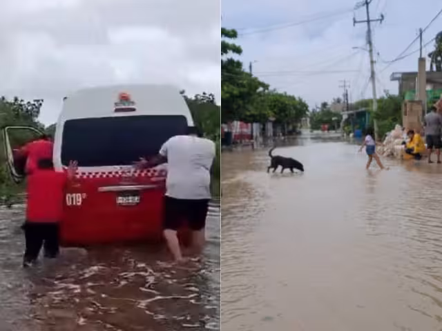 El mar ha sobrepasado su nivel en Isla Arena, Calkiní, inundando calles y alcanzando 50 cm de altura