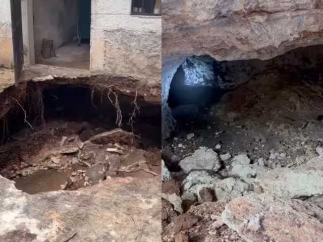 El socavón mide aproximadamente dos metros de diámetro