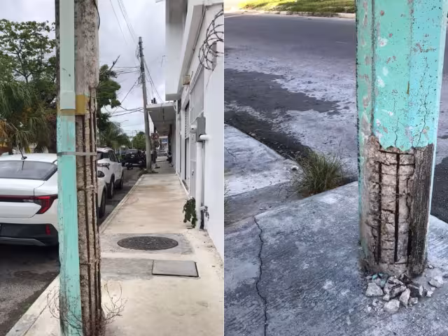 Reportan postes de luz en mal estado en diferentes puntos de Chetumal