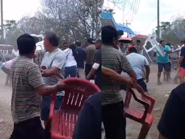 Con sillas y palos, hombres se agarraron a golpes