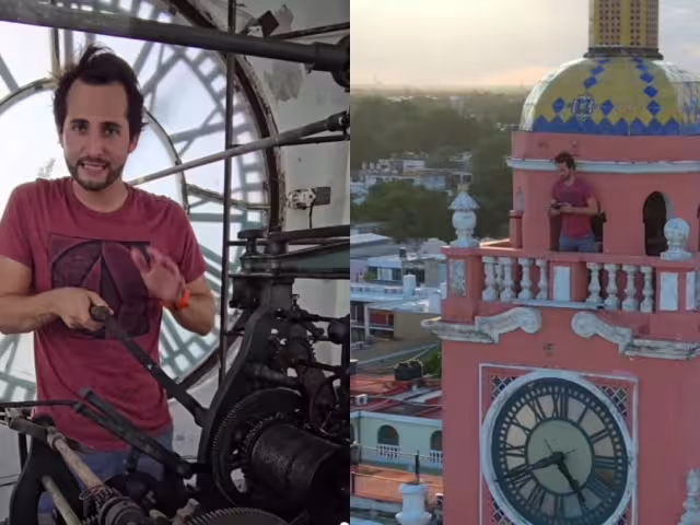 El creador de contenido, Alex Cámara, mostró el interior del reloj monumental que de hecho está conformado por cuatro relojes