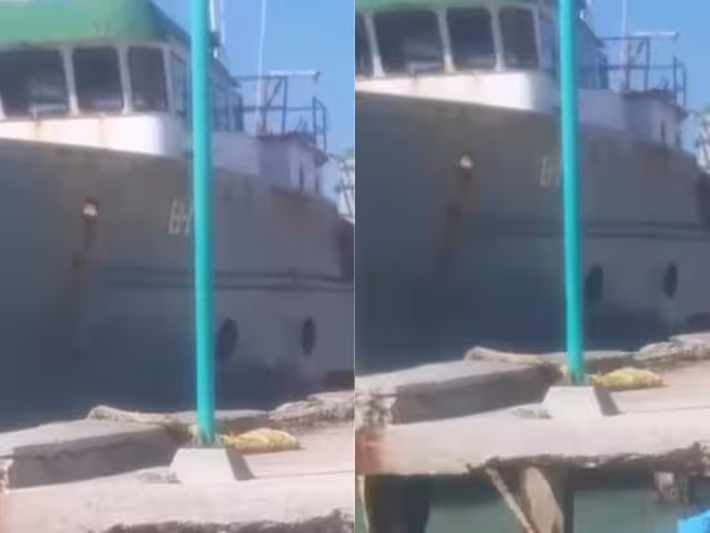 Pobladores de Isla Aguada denuncian peligro por barco amarrado a muelle deteriorado