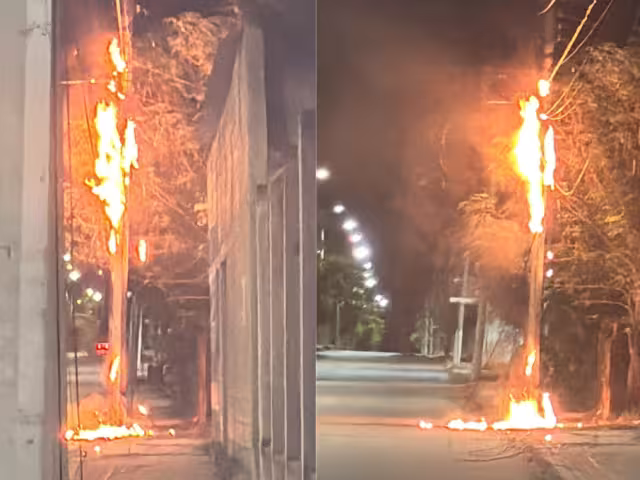 Cables eléctricos se incendiaron en la colonia Nueva Creación de Candelaria.