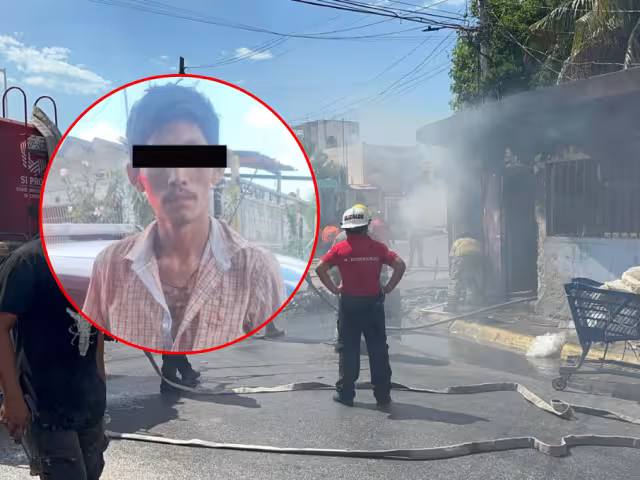 La Policía de Campeche detuvo a una persona acusada de provocar un incendio en un local comercial sobre la avenida Luis Donaldo Colosio