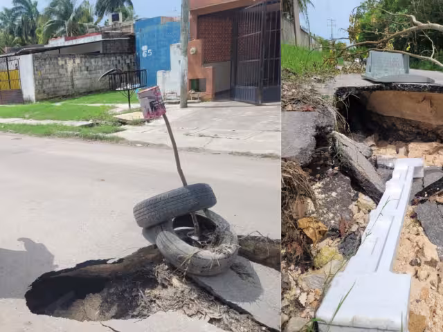 Intensas lluvias han causado grandes baches y desfondes en Chetumal