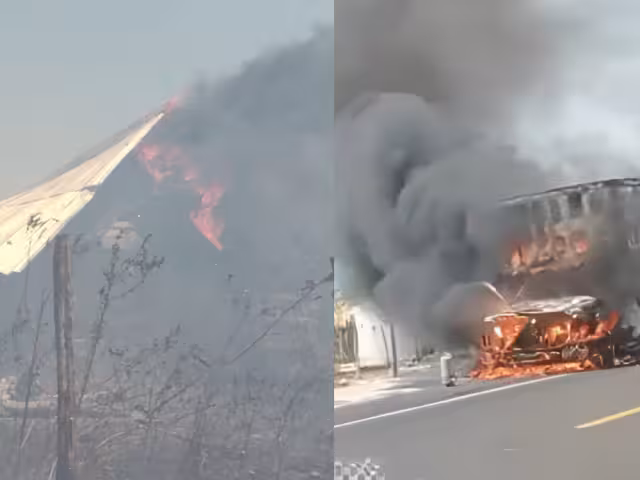 Fuego arrasa camión y templo en menos de 24 horas en Campeche