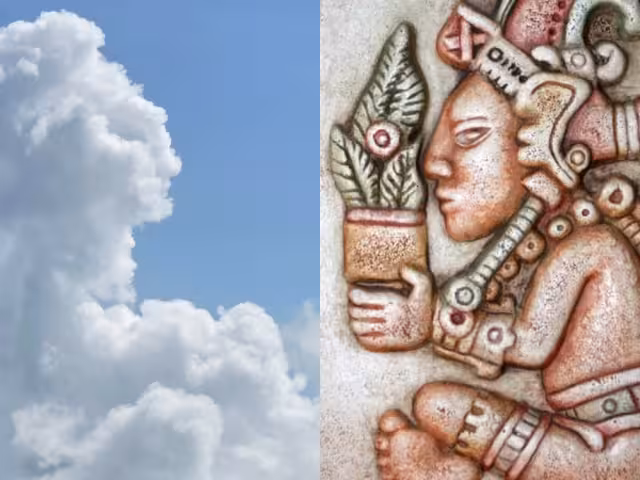 El mentón, el cuello e incluso una nariguera, objeto tubular que formaba parte de la decoración corporal de los antiguos mayas, son perceptibles a simple vista