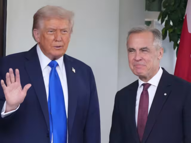 El presidente de EU, Donald Trump, recibió este martes en la Casa Blanca al primer ministro de Canadá, Mark Carney
