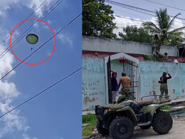 Paracaidista de la Marina cae sobre casa en Champotón