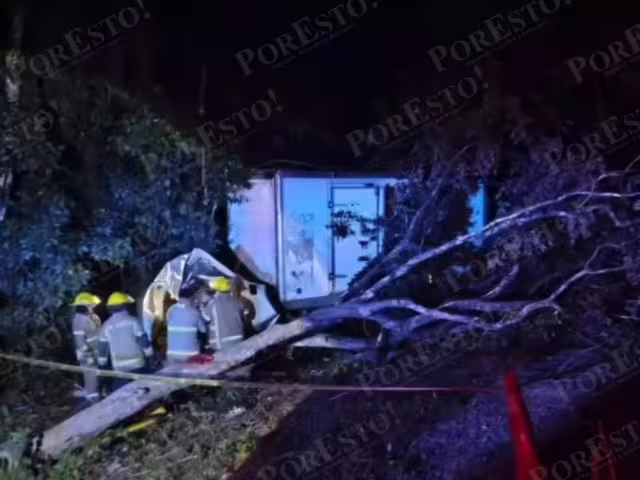 Camión se estrella tras perder el control: paramédicos atienden a dos lesionados