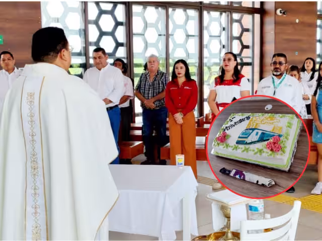 Con misa, danzas y corte de pastel celebran el primer aniversario de la estación del Tren Maya en Candelaria