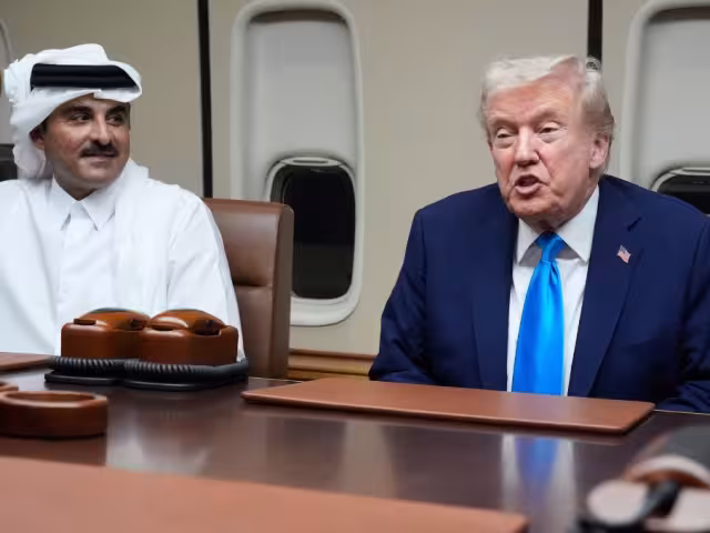 Donald Trump, presidente de EU, y el emir de Catar, Tamim bin Hamad Al Thani