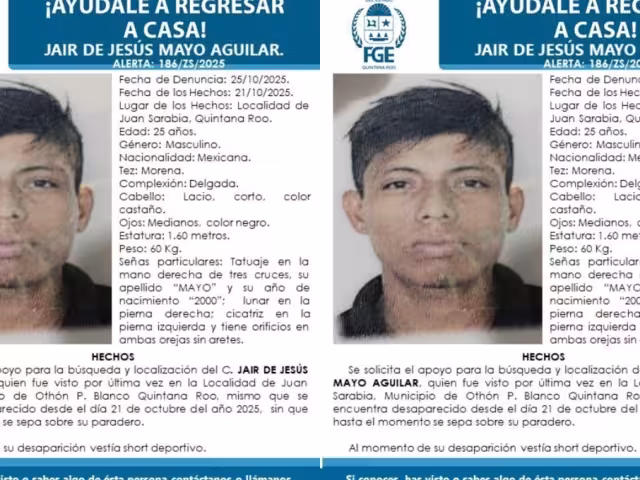 FGE activa ficha de búsqueda de uno de los desaparecidos en Juan Sarabia