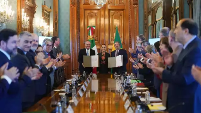 La presidenta Claudia Sheinbaum recibió en Palacio Nacional al vicepresidente de Brasil, Geraldo Alckmin