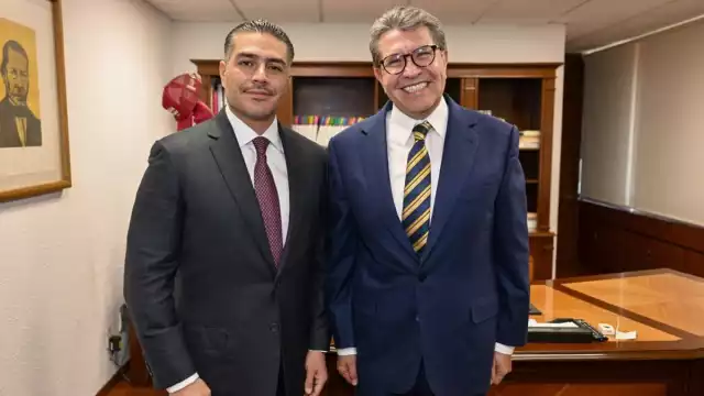 Omar García Harfuch, secretario de Seguridad y Protección Ciudadana y Ricardo Monreal, lider de la bancada de Morena en la Cámara de Diputados
