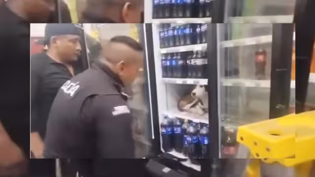 Por más aplausos y cariñitos que le hicieron, este peludo no salía del refrigerador