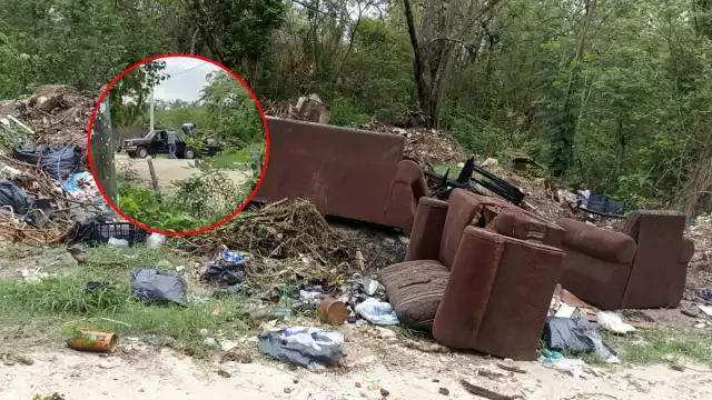 Dos hombres fueron sorprendidos arrojando basura en la vía pública en Escárcega.