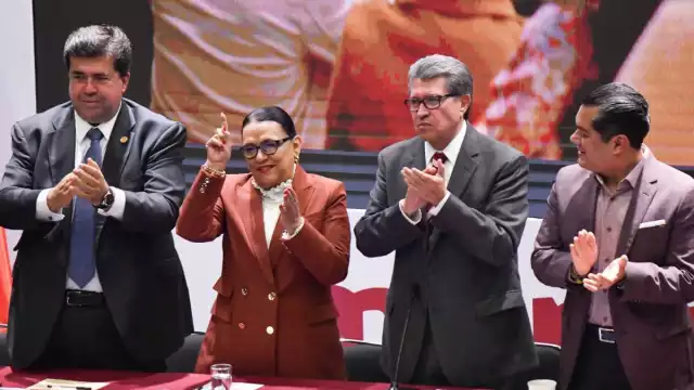 Rosa Icela Rodríguez, secretaria de Gobernación, estuvo en la reunión plenaria de Morena en la Cámara de Diputados