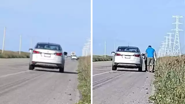 María Damas Rodríguez destaca que los baches en la carretera representan un peligro, especialmente de noche y con lluvia