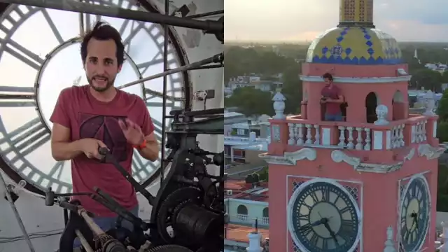 El creador de contenido, Alex Cámara, mostró el interior del reloj monumental que de hecho está conformado por cuatro relojes