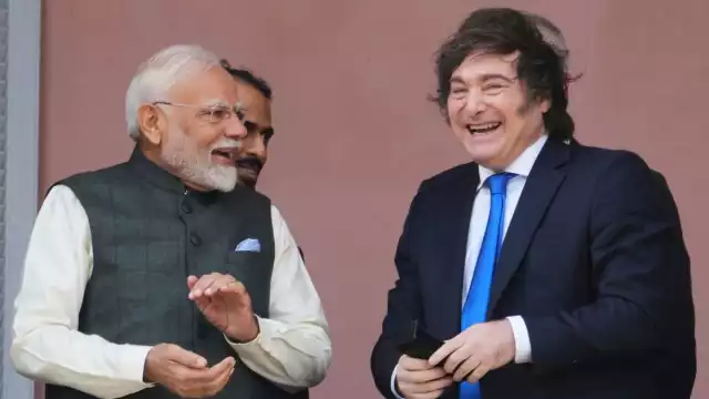 Narendra Modi, primer ministro de la India y Javier Milei, presidente de Argentina