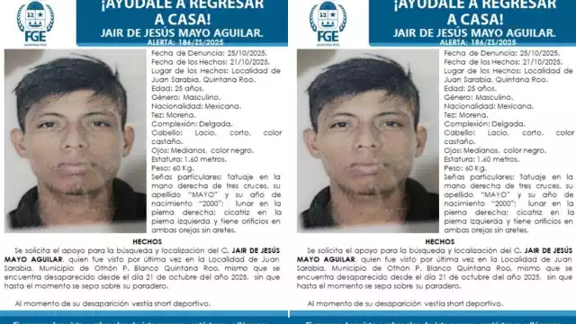 FGE activa ficha de búsqueda de uno de los desaparecidos en Juan Sarabia