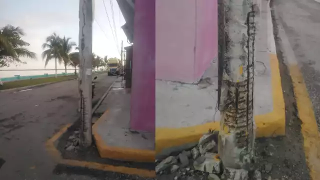 Habitantes de la colonia Centro exigen a la CFE el cambio urgente de un poste en riesgo de colapso