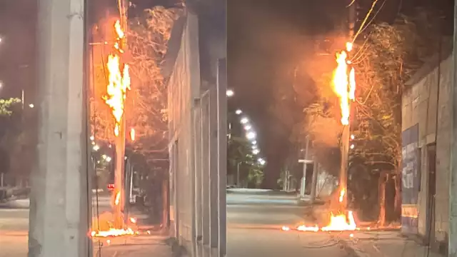 Cables eléctricos se incendiaron en la colonia Nueva Creación de Candelaria.