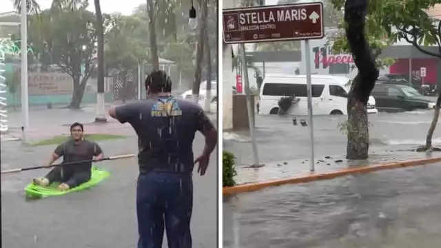 La lluvia no detuvo a los carmelitas: de empujar colectivos a remar en las calles