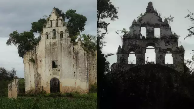 La iglesia abandonada de Seyba Cabecera se encuentra en el estado de Campeche, México
