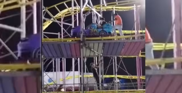 En un video que circula en redes sociales, se ve cómo el carro quedó varado, afortunadamente, en una postura que no ponía en peligro la vida de los pasajeros. 