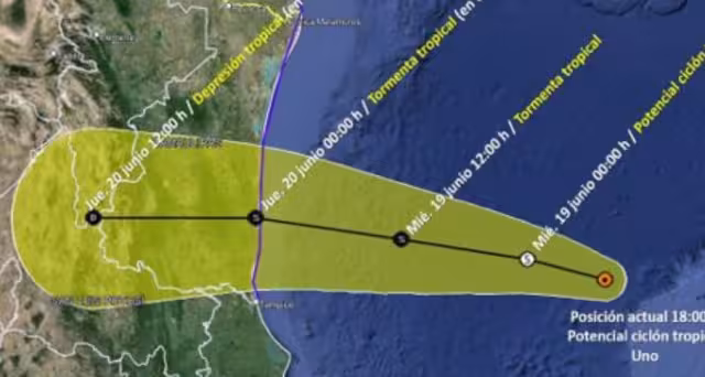 Esta sería la trayectoria del potencial Ciclón Tropical Uno en las siguientes horas