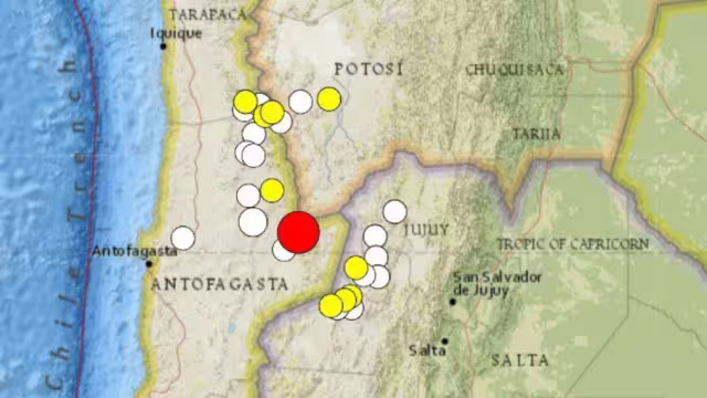 Epicentro del terremoto en Chile