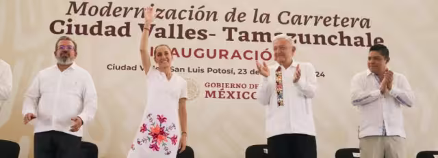 Claudia Sheinbaum junto a Andrés Manuel López Obrador en Ciudad Valles