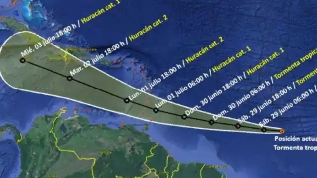 Esta sería la trayectoria de la Tormenta Tropical Beryl