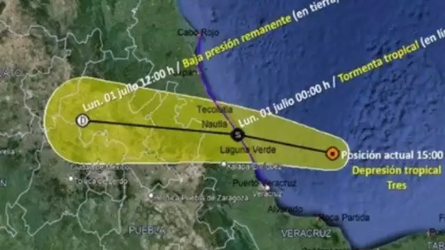 Esta será la trayectoria de la Depresión Tropical Tres en México