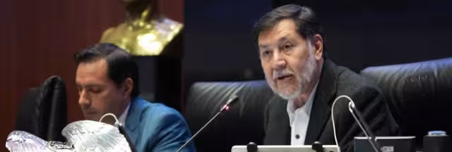 Gerardo Fernádez Noroña, presidente de la Mesa Directiva del Senado de la República (derecha)