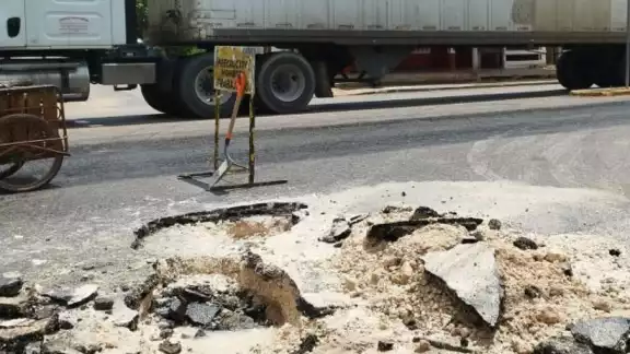 Así luce el socavón en José María Morelos