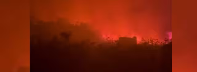 Así lucía el incendio en la carretera Sisal-Hunucmá