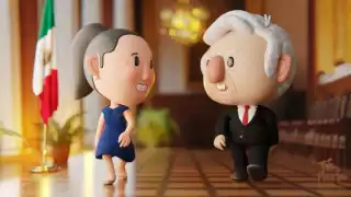 AMLO reconoce el ingenio de animadora que recreó foto de su reunión con Claudia Sheinbaum