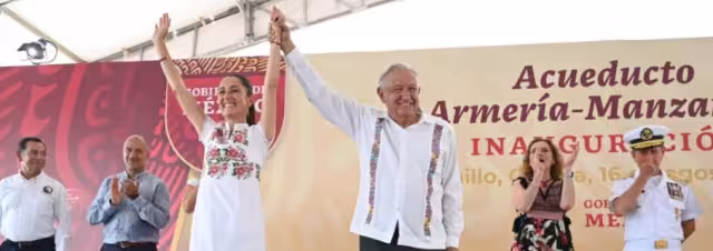 Claudia Sheinbaum y Andrés Manuel López Obrador en su visita a Colima