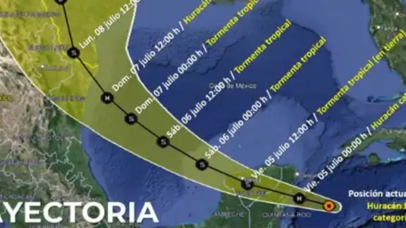 Esta será la trayectoria del Huracán Beryl