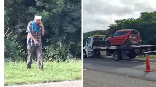 Accidente en la carretera Campeche–Mérida: conductor de compacto sobrevive tras impacto