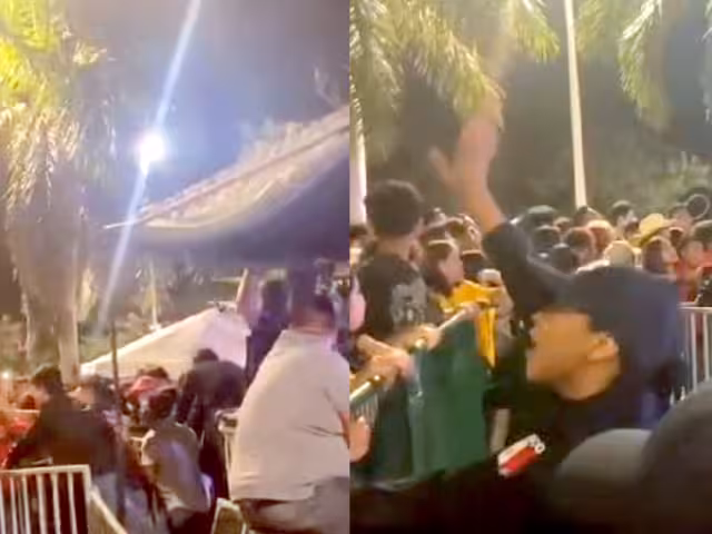 Elementos municipales se vieron rebasados ante la multitud que rompió las barreras con el pretexto de ver de cerca a los artistas invitados, lo cual fue repudiado.