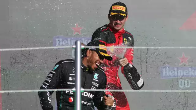 La celebración el podio del GP México