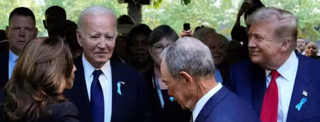 Kamala Harris y Donald rump se celebraron en la ceremonia por el aniversario de los atentados del 11-S en Nueva York